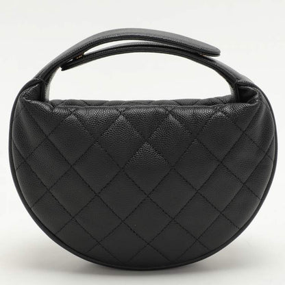 Chanel Mini Round Hobo in Black Quilted Caviar Leather