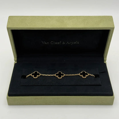 VAN CLEEF & ARPELS VINTAGE ALHAMBRA BRACELET, 5 MOTIFS ONYX