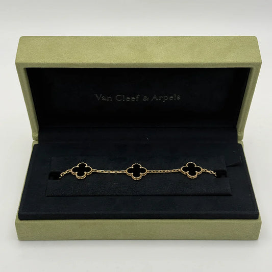 VAN CLEEF & ARPELS VINTAGE ALHAMBRA BRACELET, 5 MOTIFS ONYX