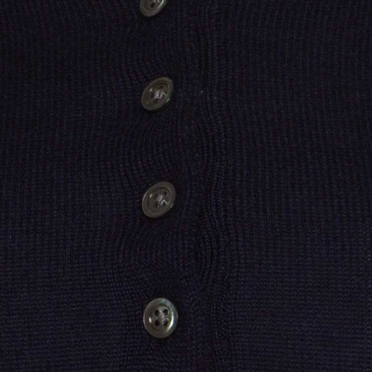 Ralph Lauren Navy Blue Cashmere & Silk Knit Polo Midi Dress – Size XS