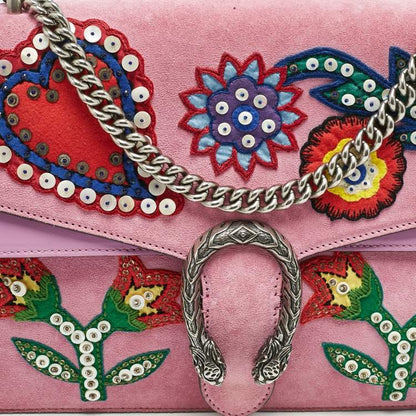 Gucci Pink Suede Dionysus Medium Shoulder Bag