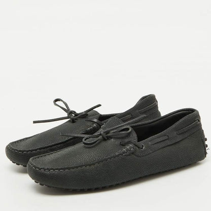 Tod’s Dark Grey Leather Gommino Bow Loafers - Size 39.5