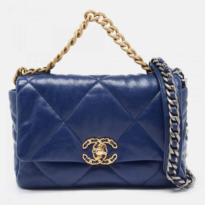 Chanel Blue Quilted Leather Medium 19
