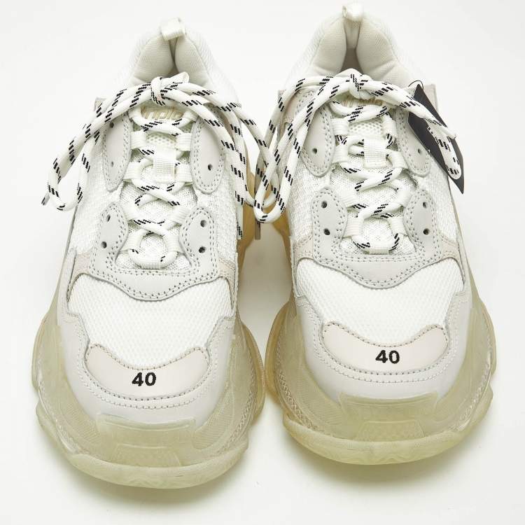 Balenciaga White Triple S Clear Sole Sneakers 40