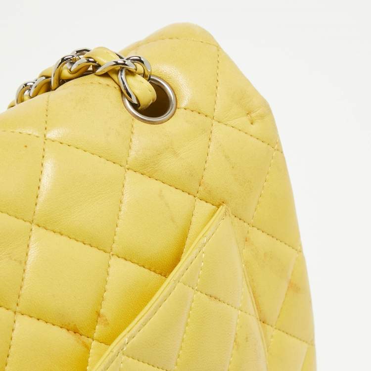 Chanel Yellow Quilted Lambskin Maxi Classic Single Flap Bag – Fair Condition