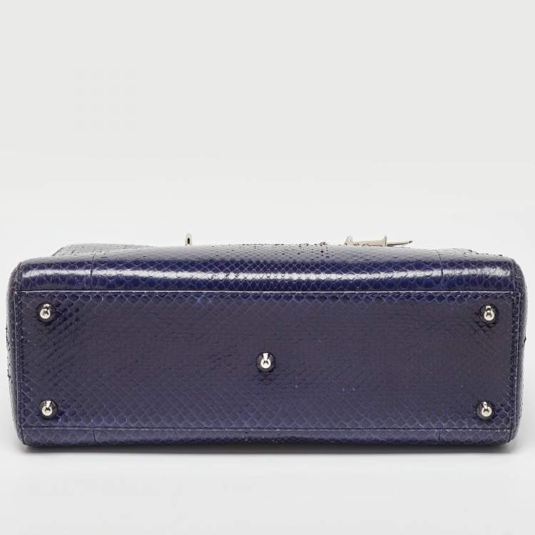 Lady Dior Large Python Bag Navy