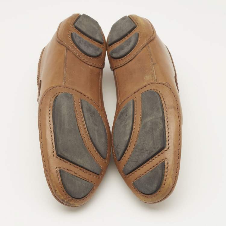 Valentino Brown Leather VLogo Loafers Size 41