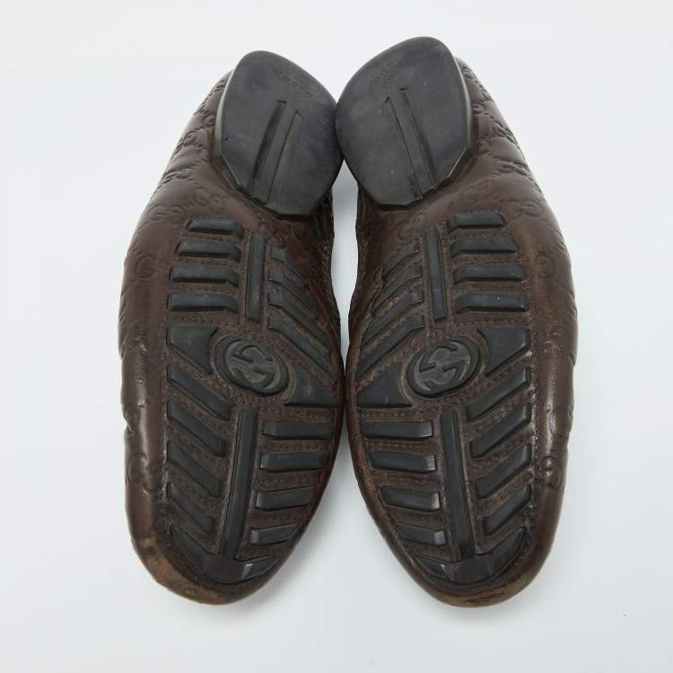 Gucci Brown Guccissima Leather Penny Loafers Size 43
