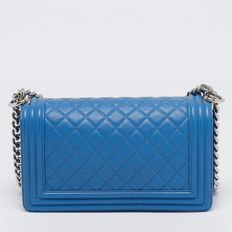 Chanel Medium Boy Bag in Light Blue Quilted Leather