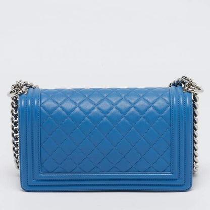 Chanel Medium Boy Bag in Light Blue Quilted Leather