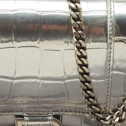 Balenciaga Silver Croc-Embossed Patent Leather Hourglass