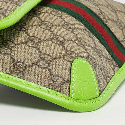 Gucci Neon Green/Beige GG Supreme Ophidia Belt Bag