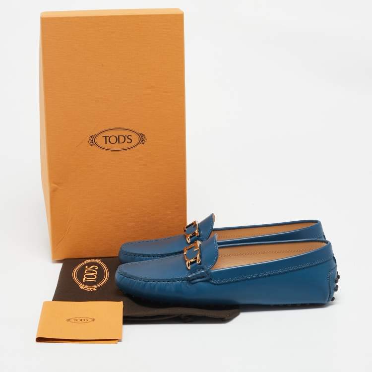Tod’s Blue Leather Gommino Slip-On Loafers - Size 36