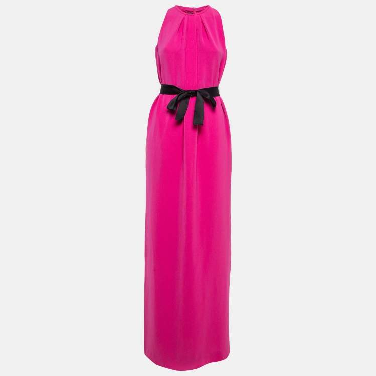 CH Carolina Herrera Pink Crepe Sleeveless Belted Maxi Dress – Size S