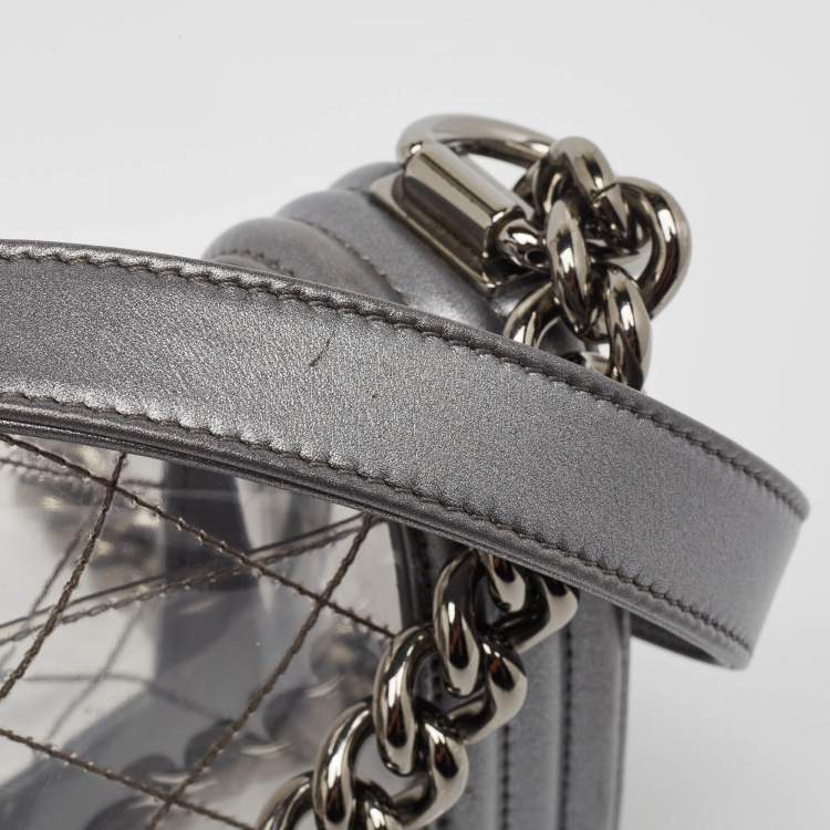Chanel Grey/Clear Quilted PVC & Leather Small