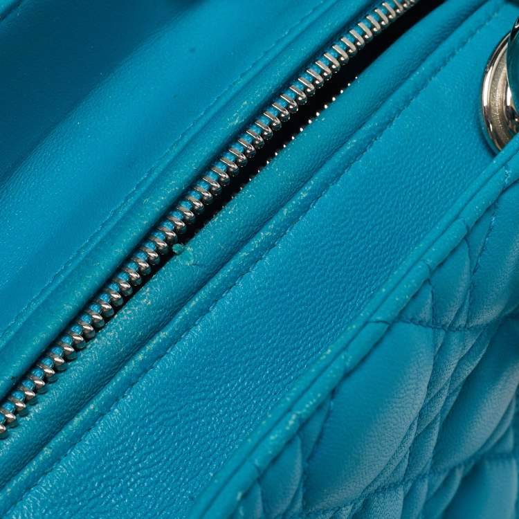 Dior Turquoise Blue Medium Lady Dior Tote