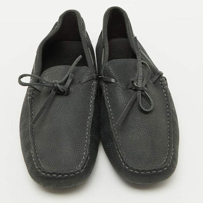 Tod’s Dark Grey Leather Gommino Bow Loafers – Size 39.5