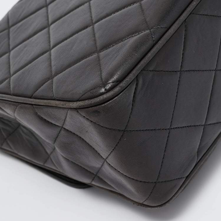 Chanel Black Quilted Leather CC Square Flap Chain Bag