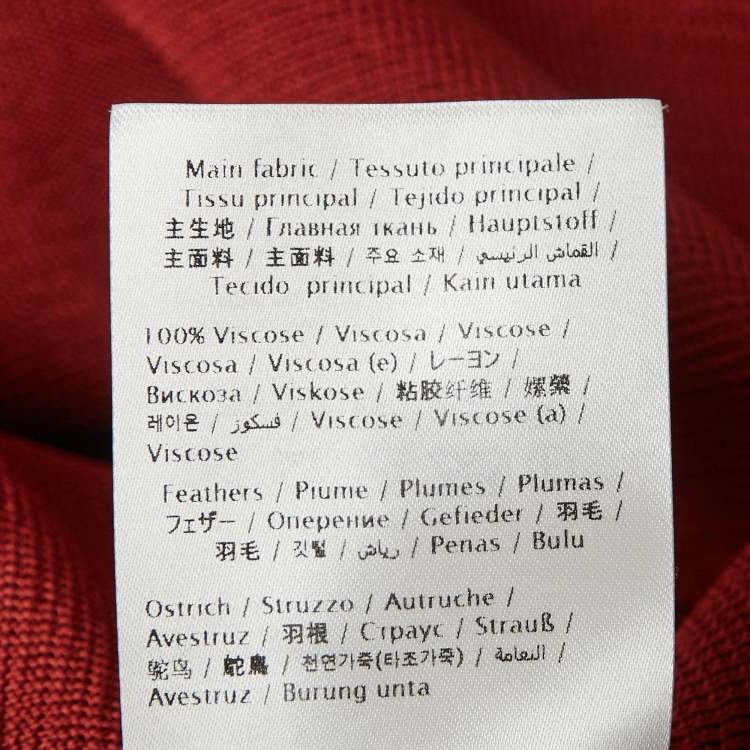 Valentino Red Ostrich Feather Trim Knit V-Neck Sweatshirt – Size S