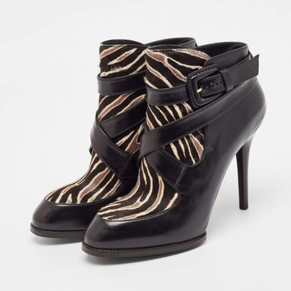 Tod’s Black & Brown Calf Hair and Leather Ankle Boots - Size 38.5
