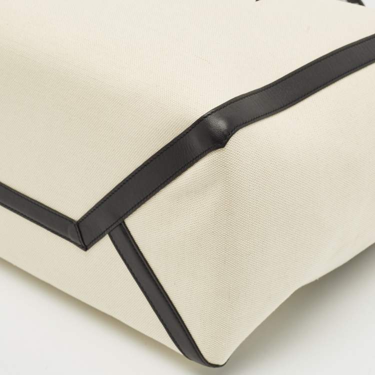 Valentino Garavani VLTN White & Black Canvas Tote Bag