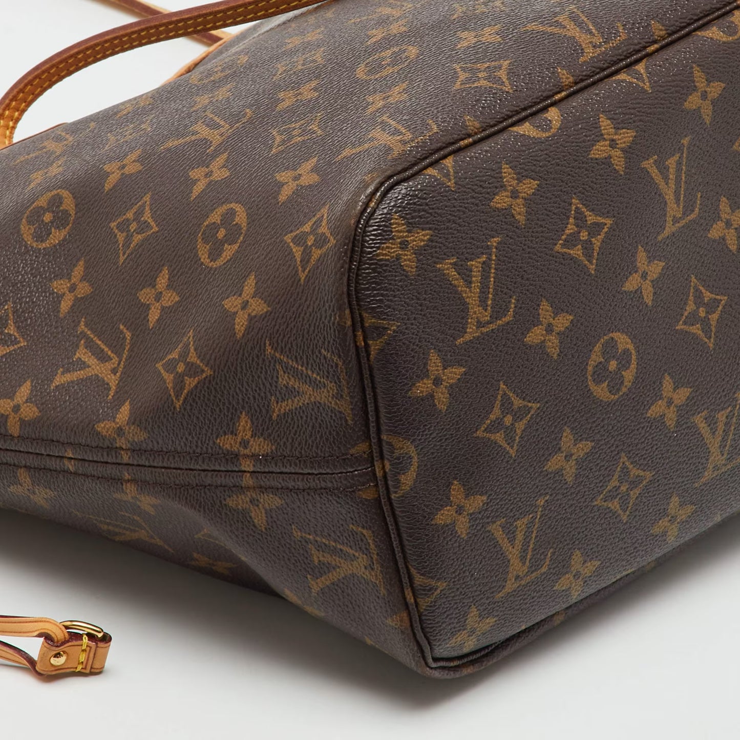 Louis Vuitton Neverfull Brown Coated Canvas and Leather Totes Bag