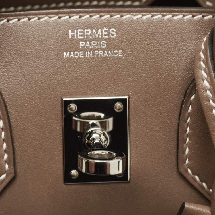 Hermès Birkin 25 Etoupe Tadelakt Leather Bag