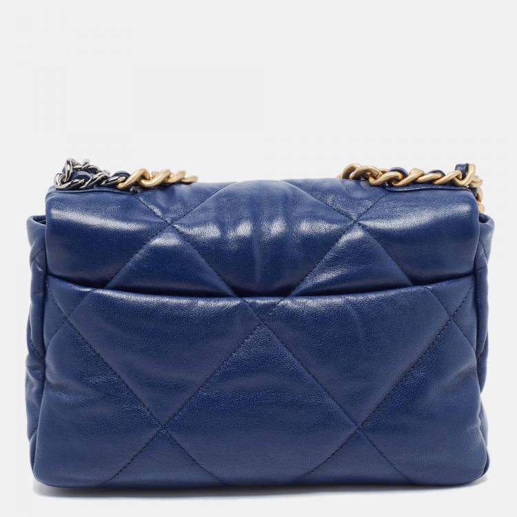 Chanel Blue Quilted Leather Medium 19