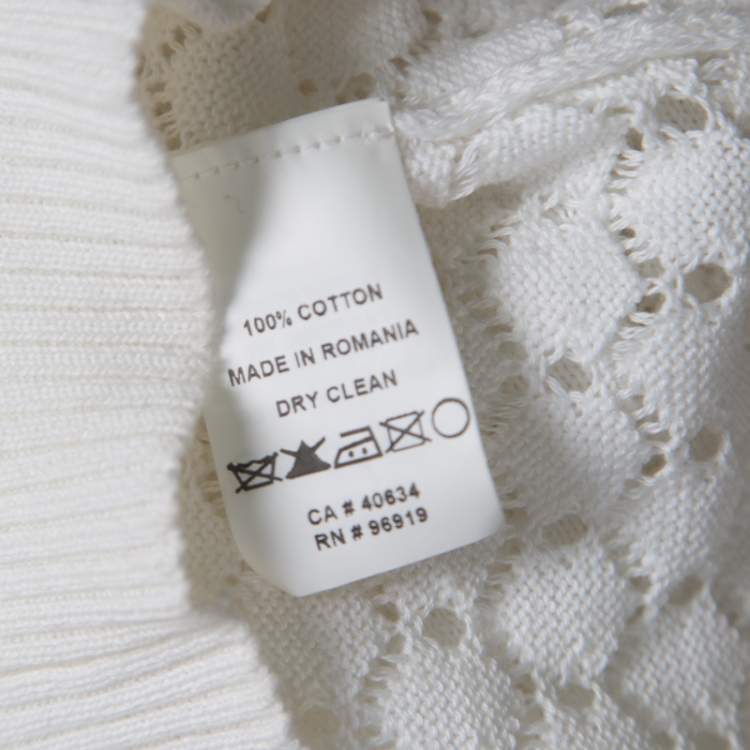 Marc Jacobs White Knit Crop Top – Fish Scale Pattern – Size S