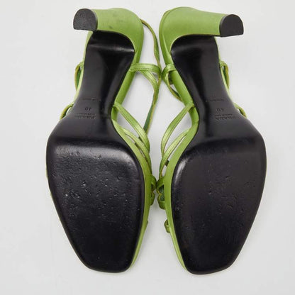Prada Green Satin Strappy Platform Sandals Size 40