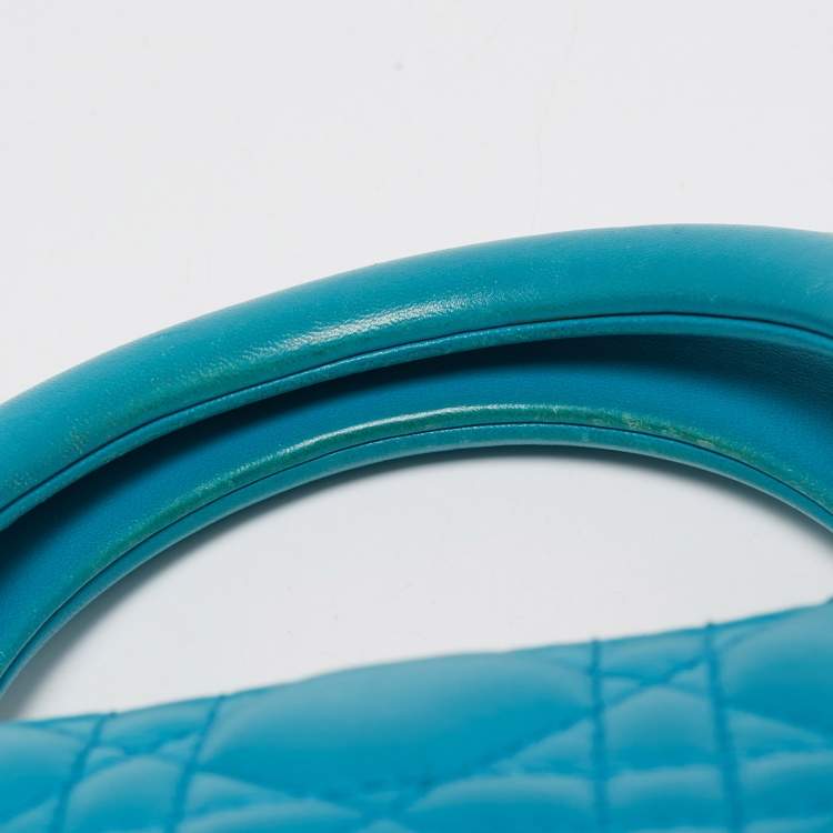 Dior Turquoise Blue Medium Lady Dior Tote