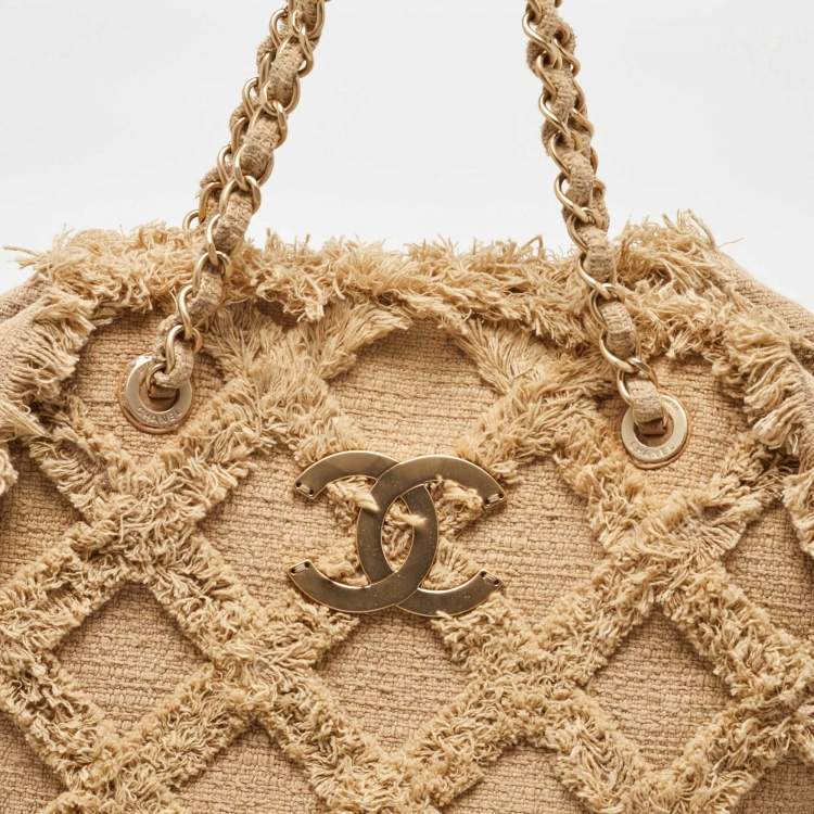 Chanel Beige Tweed CC Nature Tote Bag