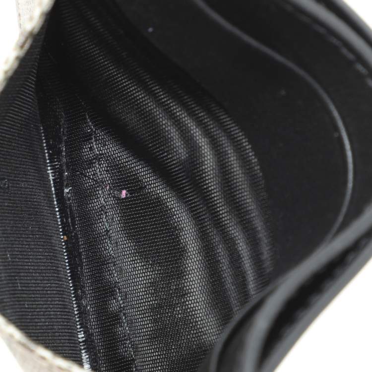 Gucci Black & Beige GG Supreme Canvas and Leather Card Holder