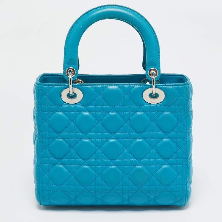 Dior Turquoise Blue Medium Lady Dior Tote