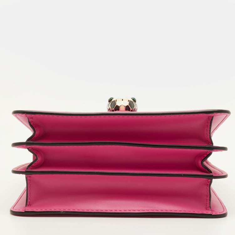 Bvlgari Serpenti Forever Small Pink Leather Flap Top Handle Bag
