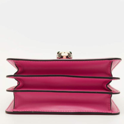 Bvlgari Serpenti Forever Small Pink Leather Flap Top Handle Bag