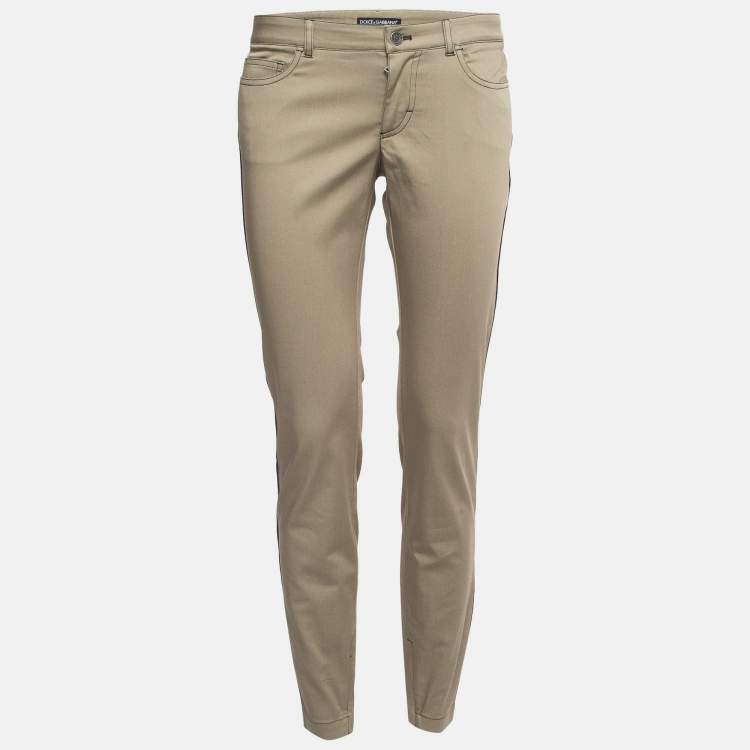 Dolce & Gabbana Green Contrast Trim Cotton Slim Trousers – Size M – Brand New