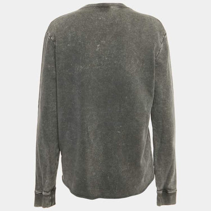 Saint Laurent Paris Faded Grey Logo Cotton Sweatshirt – Size S