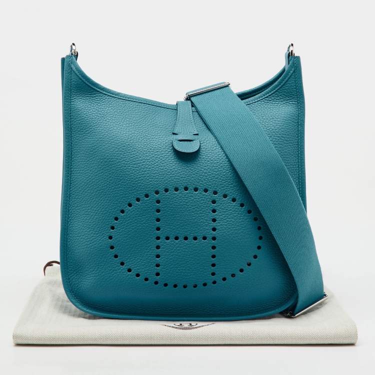 Hermès Evelyne III PM Bag in Turquoise Blue Togo Leather