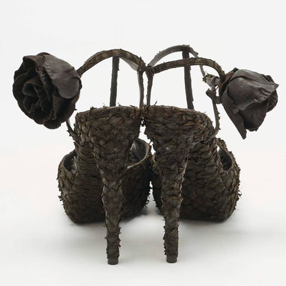 Yves Saint Laurent Dark Brown Python Platform Sandals Size 39.5