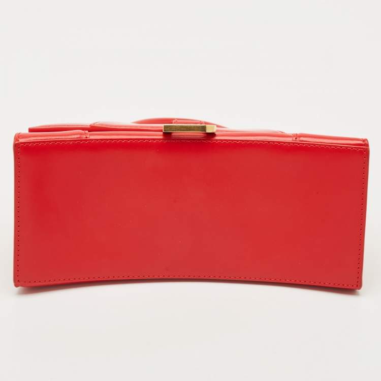 Balenciaga Red Leather Small Hourglass Top Handle Bag