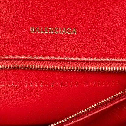 Balenciaga Red Leather Small Hourglass Top Handle Bag