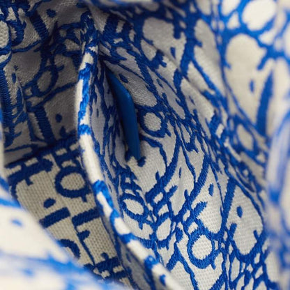 Dior Blue Cream Rattan Mini Lady Dior Tote