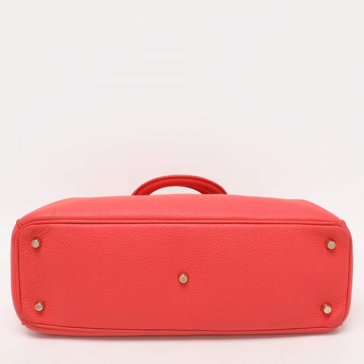 Christian Dior Coral Grained Leather Diorissimo Tote Bag