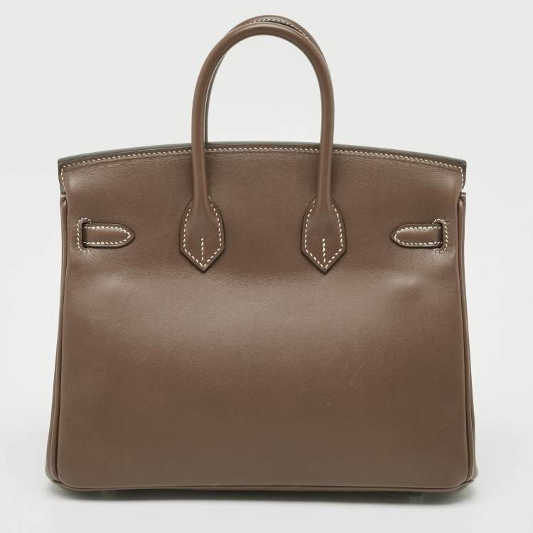 Hermès Birkin 25 Etoupe Tadelakt Leather Bag