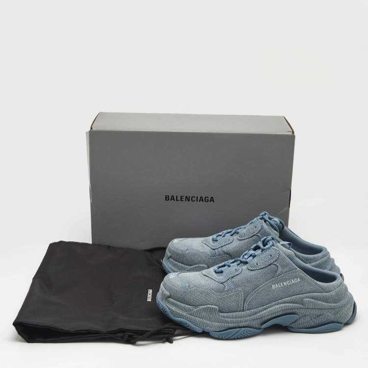 Balenciaga Blue Denim Triple S Mules Size 45