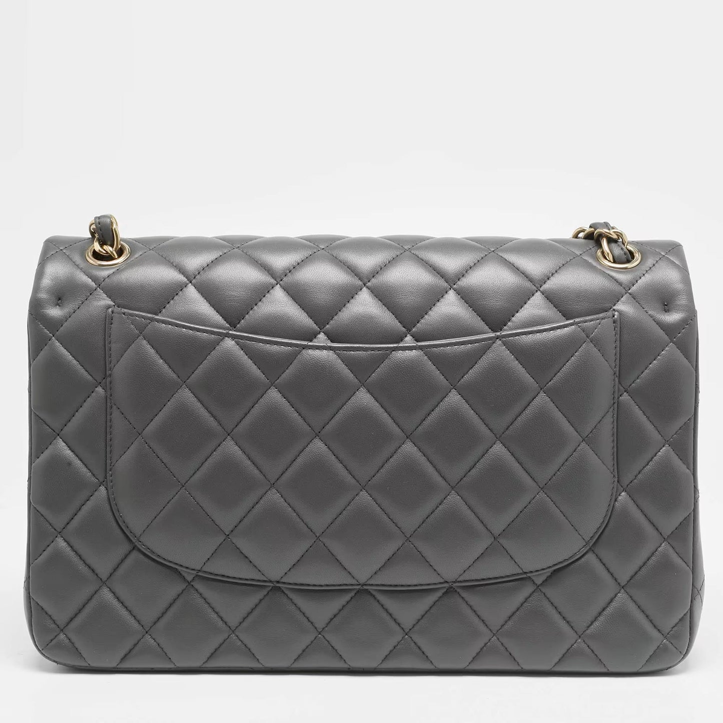 Chanel Grey Quilted Leather Jumbo Classic Double Flap Bag