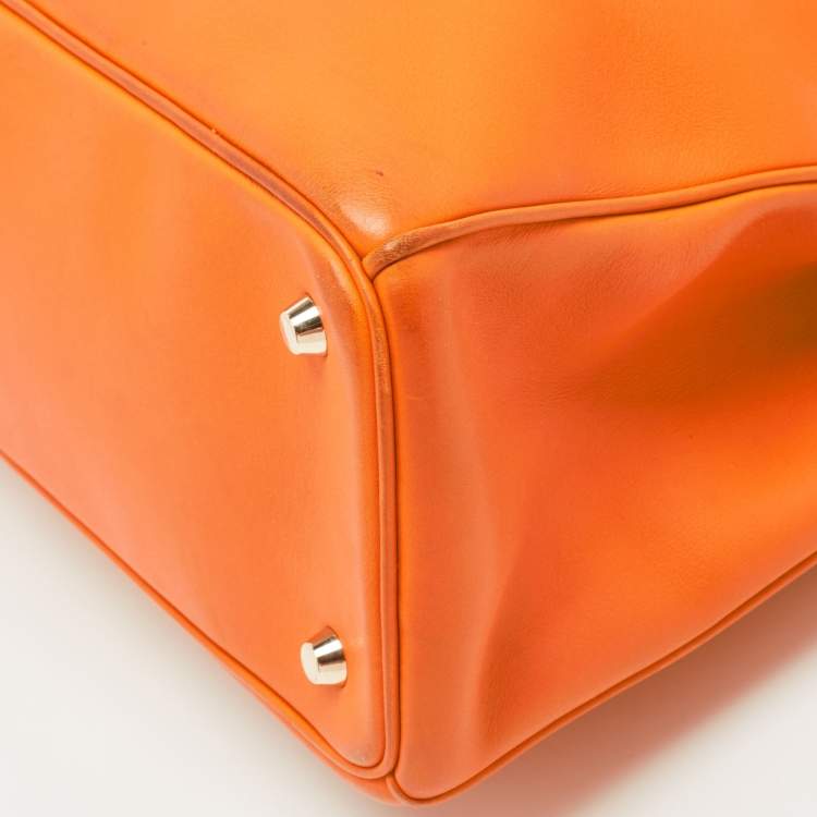 Dior Large Orange Leather Diorissimo Shopper Tote – With Pouch