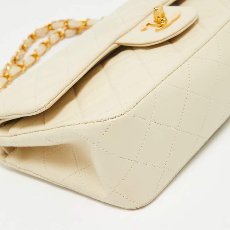 Chanel Small Classic Double Flap Bag in Cream Quilted Leather