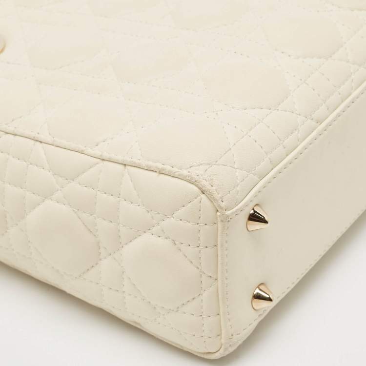 Dior Small Off-White Cannage Leather Lady Dior ABCDior Tote